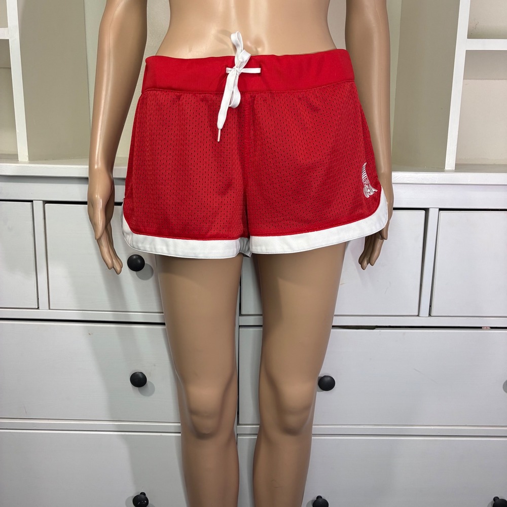 Team USA Olympic Apparel Womens Red Mesh Athletic Shorts Medium Drawstring Trim